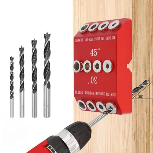 Holzdubel Bohrschablone Mobelbau: 3-in-1 Bohrständer Senkrecht Bohren fur 30°/45°/90°Mehrwinkelneigung Bohrlehre Lochreihe Bohrschablone fur Abgewinkeltes und Gerades Loch