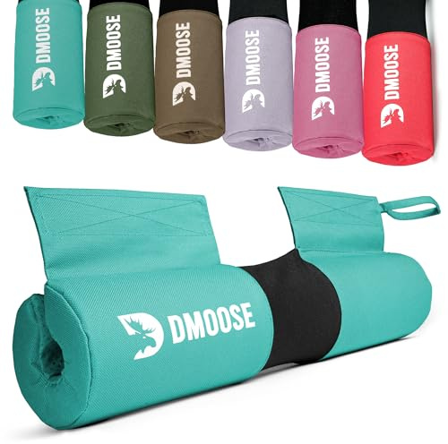 DMoose Fitness Barbell Pad for Hip Thrust, Squat & Lunges - Non-Slip Thick Foam Cushion for Neck and Back Support with Two Straps - Hip Thrust Pad for Leg Day - Fits All Olympic Bars (Baby Blue)