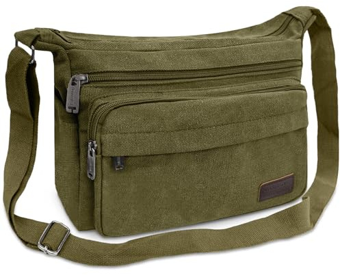 Aucuu Sac à Bandoulière en Toile Vintage, Messager Sacs Bandoulière Homme, Sac de Voyage Décontracté avec Bandoulières Réglable, Sacs de Messager Causal pour Travail, l'école, Pêche, Camping,Randonnée