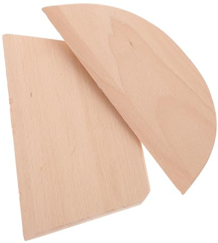 Housoutil 2pcs Wooden Dough Cutter and Flour Scraper Set, Ergonomic Semicircle and Trapezoid Shaped Tools for Cutting Dough and Scraping Baking Sheets, for Baking and Restaurant Use