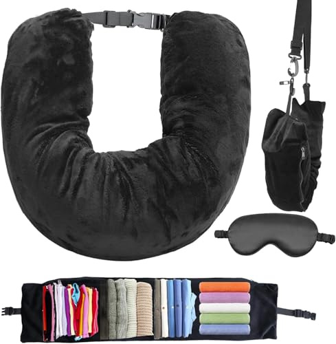 ROTKUSZ Almohada de Cuello Rellenable para Viajes, Cojin Viaje Cuello, Almohada de Cuello Rellena con Ropa, Solo Funda de Almohada de Viaje para Viajar En Automóvil o Avión