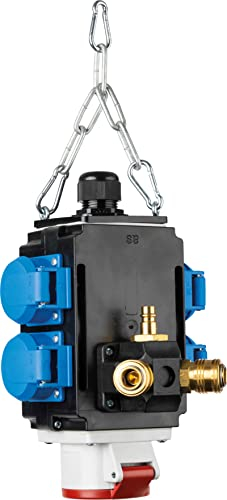as - Schwabe MIXO Energiewürfel - Hängeverteiler - Stromverteiler - 4 Schutzkontaktsteckdosen (230V/16A), 1 CEE Steckdose (400V/16A/5-polig) - mit Druckluftanschluss - IP44 - Made in Germany, 60734