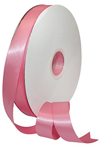 Morex Ribbon Double Face Satin Ribbon 7/8 X 100 YD Geranium Pink Ribbon for Gift Wrapping, Birthday Gift Cards, Satin Dress for Women, Silk Ribbons for Crafts, Wedding Gifts for Couple