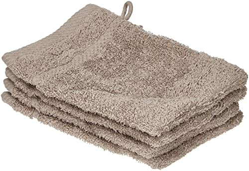 De Witte Lietaer 194691 Stephanie Lot de 4 Gants de Toilette Coton Gris Clair 540 g/m² 15 x 22 x 1 cm