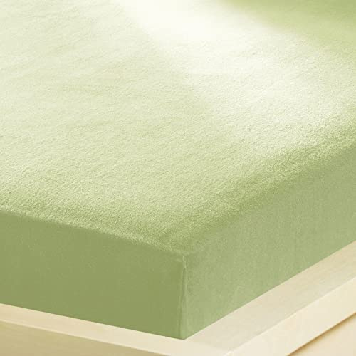 G BETTWARENSHOP – Inkontinenz Spannbettlaken mit Nässeschutz – wasserdicht aus weichem Feinbiber – 2in1 Spannbetttuch & Matratzenschutz 90x190-100x200 cm, lindgrün