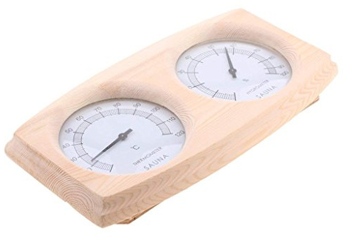 SGerste 2-i-1 bastu trä hygrotermograf termometer hygrometer bastu rumstemperatur och fuktighetssensor – dubbel display