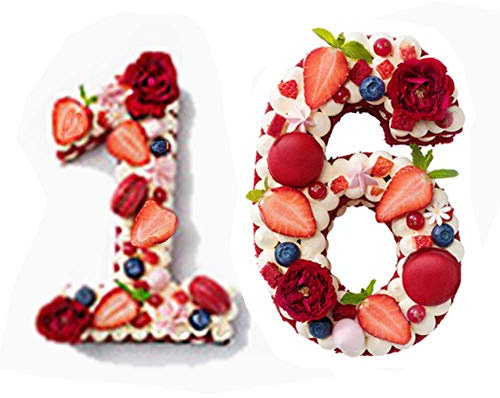 EORTA 0-8 Numeral Cake Stencils Molds 16 Inch Arabic Number Dessert Maker Decorative Fillings Layered Kitchen Baking Tools for DIY Wedding Birthday Anniversary, White, Over Large