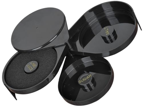 Ciieeo Bartending Sal Caja Lateral Bartender Accesorios Bartender Herramienta Cocktail Salt Contenedor Cocktail Salt Case Giratorio Cóctel Condimento Bandejas Bar Accesorios Cocktail