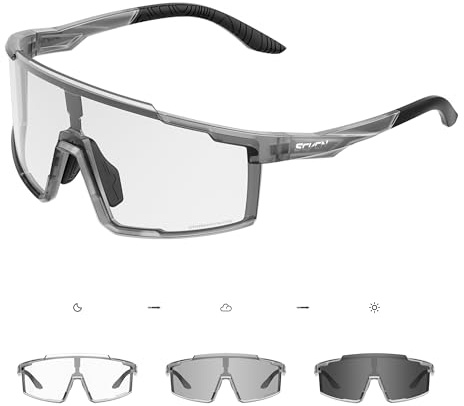 SCVCN Lunette de Cyclisme Photochromique Lunette Vélo Homme Femme Lunette VTT Protection UV400 Lunettes de Soleil Sport Vélo Running Baseball Beachvolleyball S121