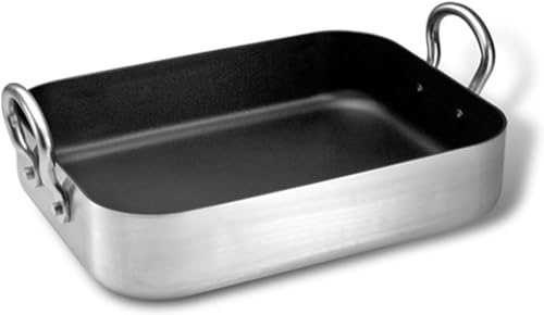JYBNBBE Rectangular Aluminum Roasting Pan - Non-Stick Grill Pan for All Your Roasting Needs - Double Handle for Easy Handling - Heavy-Duty and Deep-Sided Turkey Roaster - Suitable for Fish, Chicken