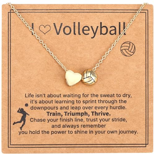 Mikovivi Collana da Pallavolo, Elegante Collana in Oro con a Forma di Cuore e Palla da Pallavolo Ciondolo Accessori di Gioielleria Sportiva Alla Moda Adatta alle Donne