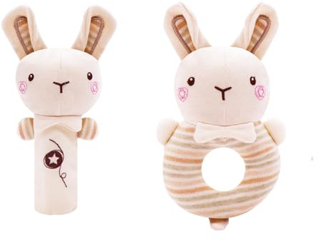 Juguetes para recién nacidos Sonajeros suaves Juguetes sensoriales Regalos para recién nacidos Bebés sensoriales, niñas y niños (conejos)