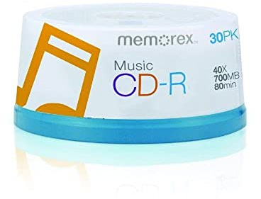 Memorex 15404001 Music CD-R DA, 80 Minute, 700 MB 40x (30-Pack Spindle)