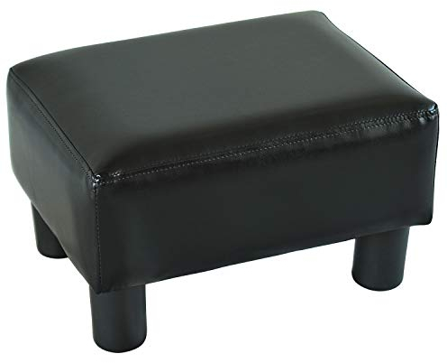 HOMCOM Sitzhocker Hocker mit Kunstleder Moderner Fußhocker Kunstlederhocker Ottomane für Schlafzimmer, Wohnzimmer, Schwarz