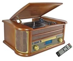 INOVALLEY RETRO29-E Chaîne Hifi vinyle style rétro Bluetooth - Lecteur CD/K7 Audio/FM/USB