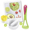 Fackelmann Vorteils-Genuss-Set AVOLICIOUS, Avocadowerkzeug mit Zitronenpresse, Mörser und Stößel und Rezeptkarte für leckere Guacamole, Menge: 1 x 4er Set