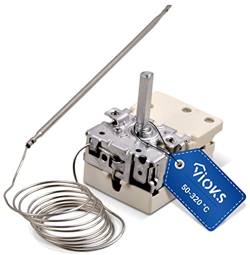 VIOKS Thermostat 50-320 °C für Ofenersetzung für EGO 5518062050 und Ersatzteile für Zankar/AEG-Ofenzubehör/Juno-Herd/Bosch Thermostat/Küppersbusch Ofen mit Backofen Zubehör Neff