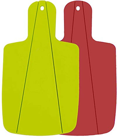 Plastic Folding Chopping Board Set - Easy-Grip Handles, Suitable for Kitchen, Picnic, Cutting Fruits, Vegetables and Meat - Red and Green Set of 2