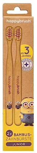 Happybrush Bambus-Zahnbürste Junior, Minions, 2er Pack