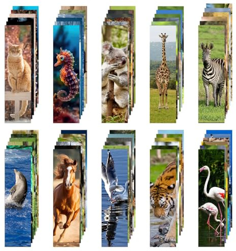 120 Pieces Animal Bulk Bookmarks, 60 Designs Book Markers for Book Lovers Themed Book Markers Set