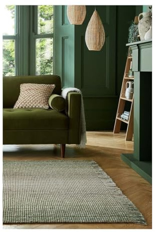 Flair Rugs Moderner Teppich mit Fransen, rechteckig, Jute, Ombre – Design – Grün – Maße: 230 x 160 cm