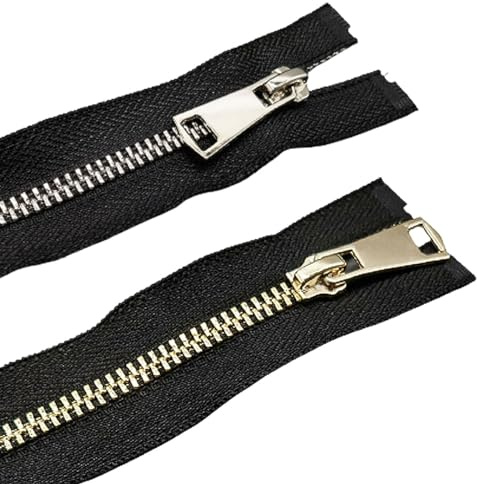 LEEQ Cerniere 60 cm Cerniere Cerniera Lampo in Metallo Divisibile Giacca Cerniere Chiusura Lampo in Metallo 5# Cucito Cerniera Cerniera y-Denti per Giacche Cappotti Pantaloni - 2pcs