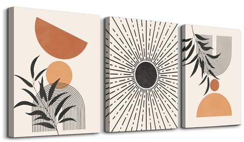 hyidecorart Cuadros Boho Líneas Abstractas Negras, Arches Sun Botanical Nórdicas Minimalistas Modernas Plantas Cuadros de Pared Sala Dormitorio Cocina Comedor Oficina y Baño
