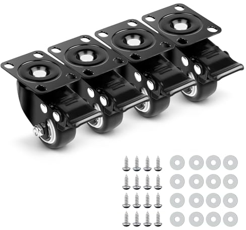 LWMTT 4 Piezas Ruedas para Muebles 40mm Ruedas con 4 Freno Ruedas Giratorias Carga de 200KG Ruedas para Muebles Pesados con Tornillos y Arandelas para Muebles, Transporte, Mesas, Gabinetes
