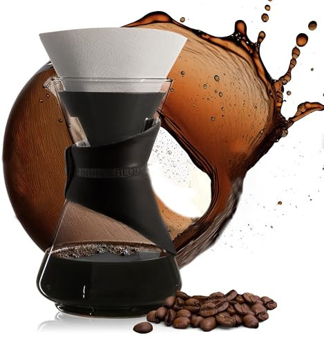 FINUM BLOOM AND FLOW – Cafetière avec carafe en verre, cafetière manuelle, préparateur de café, Pour Over, machine à café en verre avec filtre, sans BPA – noir (4)