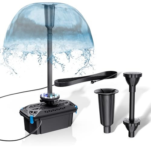 Biling Pond Filter Kit with Colour LED Lights, 2500 L/H Pond Pumpe and Filter Kit with Biological Filtration System Clean 4,000l Garden Ponds, Decorative Water Feature Stream Fountain