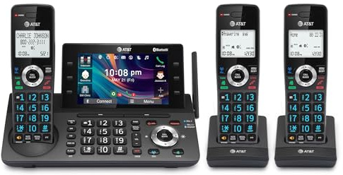 AT&T 3-Handset DECT 6.0 Cordless Home and Business Phone with Answering Machine, 5 Color Display, One-Touch Shortcut, Conference, Intercom, Smart Call Blocker, Bluetooth Connect to Cell: DLP73390