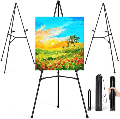 VAIIGO Caballete para carteles, 3 pack caballete de exhibición para letrero de boda, soporte de póster de artista, trípode instantáneo plegable para pintura,metal ajustable de 168 cm con bolsa