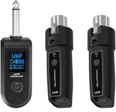 Dytabepl Système d'adaptateur UHF XLR, émetteur/récepteur de microphone sans fil pour microphone dynamique, guitare, table de mixage audio, système PA