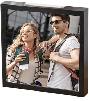 Shadow Box con Ranura Integrada - De Caja Sombra para Pared Y Mesa | Marco De Fotos Madera | Caja Sombras para Viajes,Expositor Recuerdos con Marco Transparente Hogar Sala Apartamento Playa Concierto