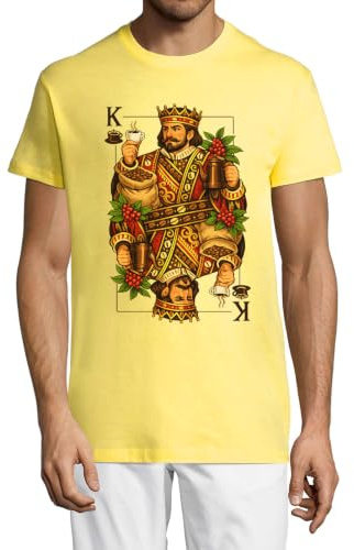 Regal King firar kaffe kultur rund hals bomull herr t-shirt gul