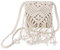 ISIYINER Sac à Bandoulière en Crochet à Fleurs Croisées avec Gland pour Femme, Rétro Mini Sacs de Plage Frangé Coton, Sac Tissé à la Main Voyage Mode Bohème Porte Monnaie (Beige)