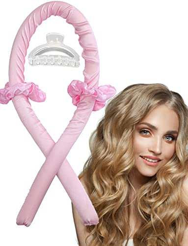 JLDFV Bandeau de Tige Curling Sans Chaleur,Bigoudi en Soie Ruban à Friser Pas Chaleur, Bigoudis Sommeil Doux,Boucleur a Cheveux ,N'endommage Les Outils Coiffure Bricolage (rose)