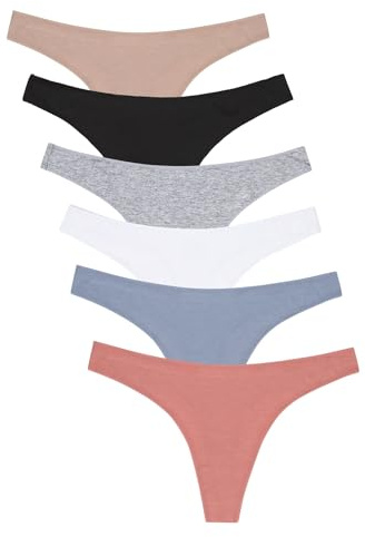 Channo Tangas de Algodón para Mujer, Lisos y Suaves con Acabado Fino Que No Marca - Pack de 6, Multicolor A, S/M