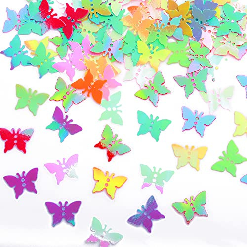 Grevosea Butterfly Party Table Confetti, Colorful Butterfly Confetti 18 mm Glitter Holographic Flake Sequins for Art Crafts Decals Home DIY Party Birthday 30 g/ 1.05 oz