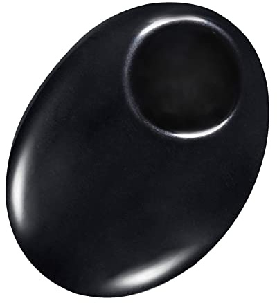 Nupuyai Obsidienne Noire Naturelle Pierre de Pouce Ovale pour Soulagement de l'anxiété, Pierre d'inquiétude de Poche Polie avec Rainure pour le Pouce pour Reiki Méditation