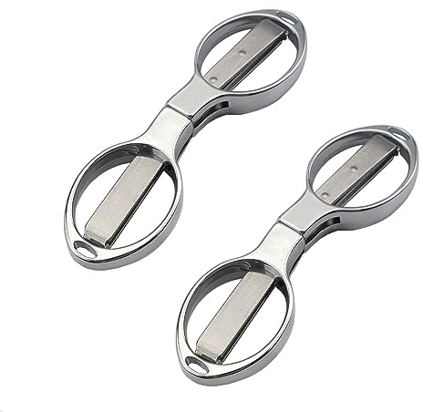 2 st liten hopfällbar sax, rostfritt stål glasögonformad hopfällbar säkerhetssax med nyckelhål för hushåll skola kontor, silver