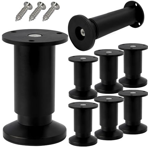 Stahlia Möbelfüße höhenverstellbar | SCHWARZ MATT | (8 Stück) Höhe: 15cm | Ø 38mm | 250Kg Belastbarkeit | Füße für Möbel Schrankfüsse Sofa Füße Möbelbeine