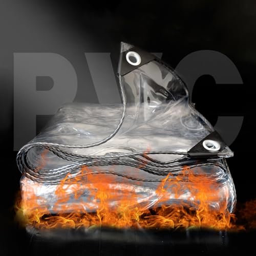 Bâche Imperméable Transparente avec Oeillet 0.5mm,protection contre l'incendie Bâche Imperméable en PVC 600g/m² pour Terrasse Pergola Meubles de Jardin Piscine Voiture (1 * 1.5m)