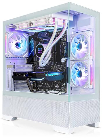 SYSTEMTREFF High-End Gaming PC weiß Intel Core i7-13700KF 8x5.4GHz | AMD Radeon RX 9070 16GB DX12 | 1TB M.2 NVMe | 32GB DDR5 RAM | Windows 11 | Desktop Computer Rechner für Gamer, Zocker & Streamer