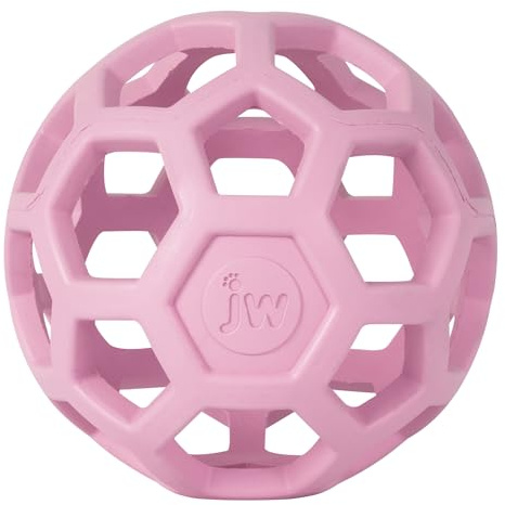 JW – HOL-EE Roller – Jouet Amusant et Polyvalent pour Chien – Balle à Poursuivre pour Chien – Solution de Stimulation Mentale – Taille Medium – Diamètre de 11,5 cm – Couleur Rose