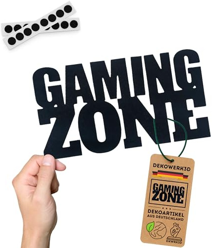 DKWRK3D Gaming Zone Panneau adhésif - En plastique - Décoration de salle de jeux - Plaque de porte - Décoration murale pour chambre d'adolescent - Décoration murale à coller (M)