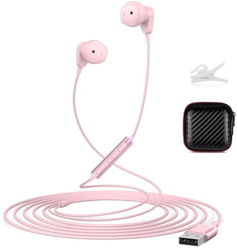 ACANDYA Auriculares PC con Micrófonos, Auriculares Gaming con Cable para Portátil/Mac/Zoom/PS5/PS4/Chrome, Control de Volumen