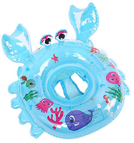 Baby Float 6-12-18-36 Months, Inflatable Baby Swim Ring with Safety Seat | Toddler Swimming Float for 1 2 3 Year Old, Soft Padded Design, Bath & Pool Accessories(Crab - Blue)