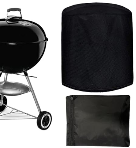 Small Grill Cover For Outdoor Grill BBQ - Waterproof Round BBQ Cover | 210D Oxford Cloth PU Coating | Round Kettle Grill Cover | UV-Resistant Heavy Duty Protector With Drawstring Closure For Indoor