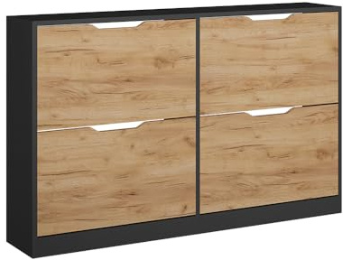 Vicco Schuhkipper Luca, Anthrazit/Goldkraft Eiche, 116.6 x 72.5 cm mit 4 Fächern